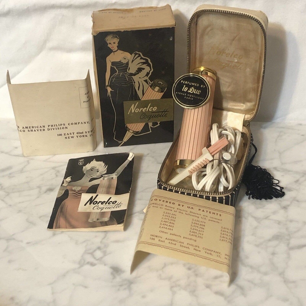 Vintage‎ 1950s Norelco Coquette Pink Electric Shaver Hair Remover Original Box